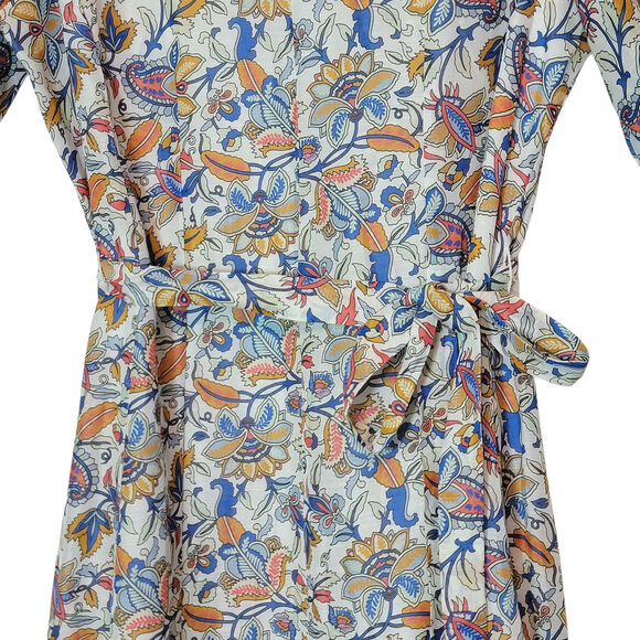 Boden Floral Paisley Print Midi Dress Full Skirt Short Sleeve Linen Summer 10L - Picture 5 of 16